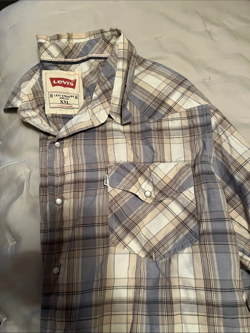 Levi's Men's Plaid Button-Down Shirt in Blue & Tan